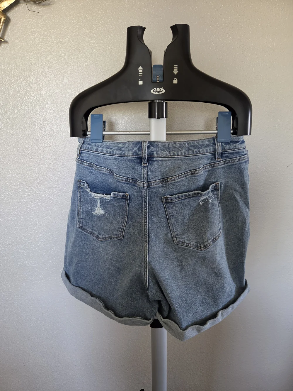 Lane Bryant Light Blue Distressed Rolled-Hem Denim Shorts - Picture 3 of 3